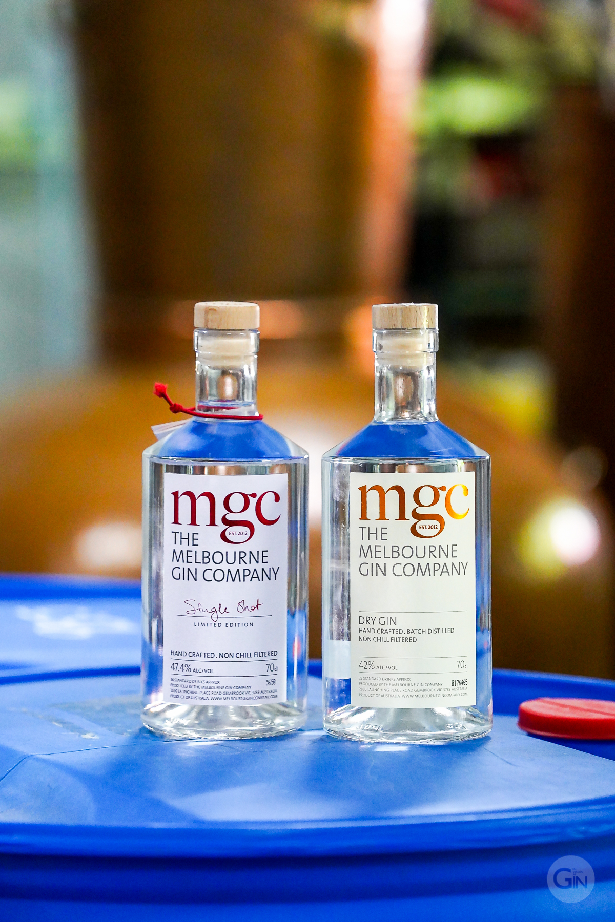 The Melbourne Gin Company Dry Gin og The Melbourne Gin Company Single Shot Gin side om side. Photo by Michael Sperling.